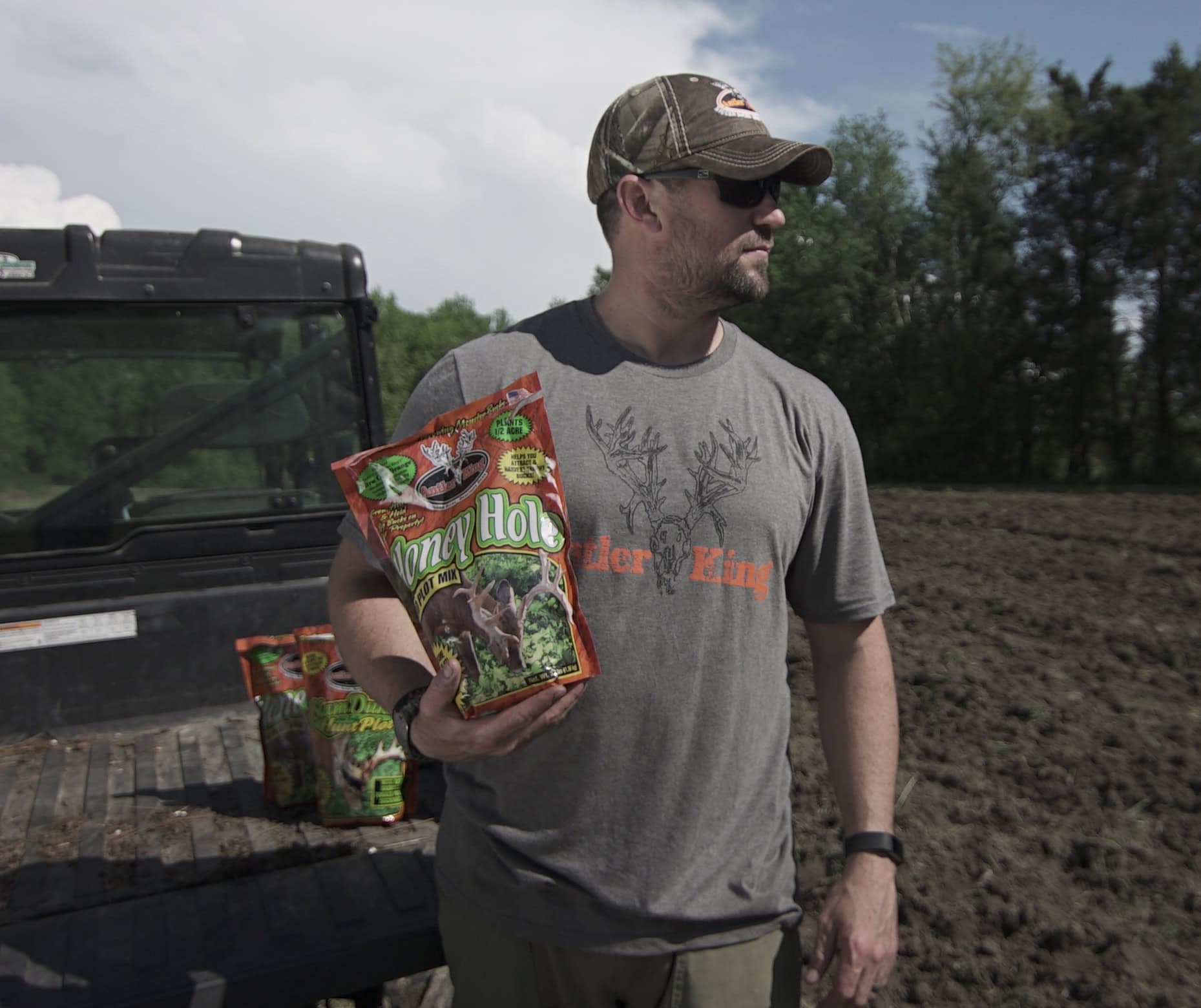 Distressed Gray Antler King Logo Shirt.